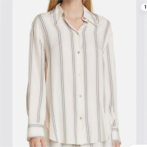 Vince Chiffon Striped Button Down Shirt, Silk blend